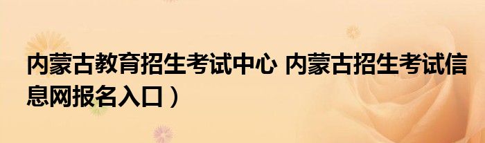 内蒙古教育招生考试中心 内蒙古招生考试信息网报名入口）