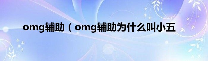 omg辅助（omg辅助为什么叫小五