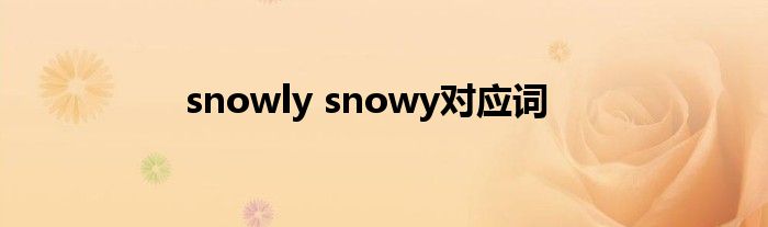 snowly snowy对应词