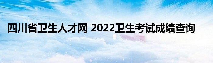 四川省卫生人才网 2022卫生考试成绩查询