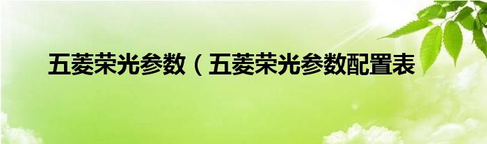 五菱荣光参数（五菱荣光参数配置表