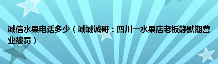 诚信水果电话多少（诚城诚哥：四川一水果店老板静默期营业被罚）