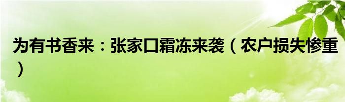 为有书香来：张家口霜冻来袭（农户损失惨重）