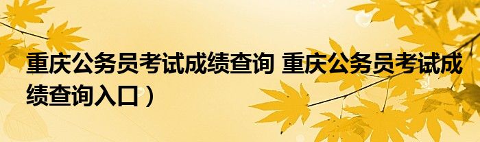 重庆公务员考试成绩查询 重庆公务员考试成绩查询入口）