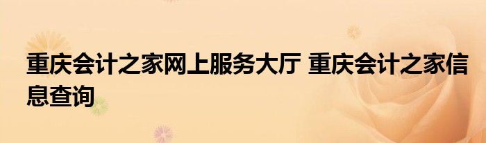 重庆会计之家网上服务大厅 重庆会计之家信息查询