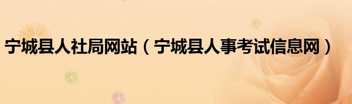 宁城县人社局网站（宁城县人事考试信息网）