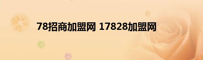 78招商加盟网 17828加盟网