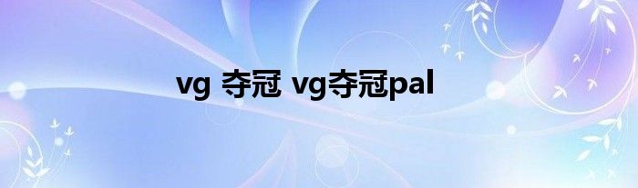 vg 夺冠 vg夺冠pal