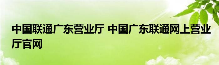 中国联通广东营业厅 中国广东联通网上营业厅官网