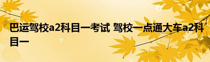 巴运驾校a2科目一考试 驾校一点通大车a2科目一