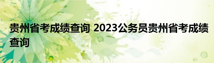 贵州省考成绩查询 2023公务员贵州省考成绩查询