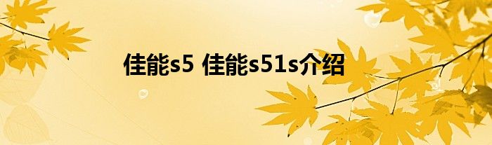 佳能s5 佳能s51s介绍