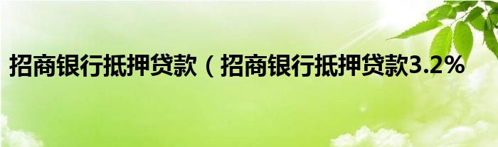 招商银行抵押贷款（招商银行抵押贷款3.2%