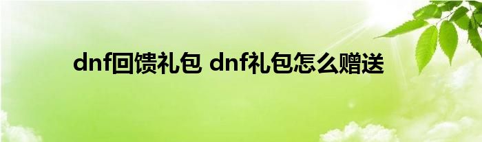 dnf回馈礼包 dnf礼包怎么赠送