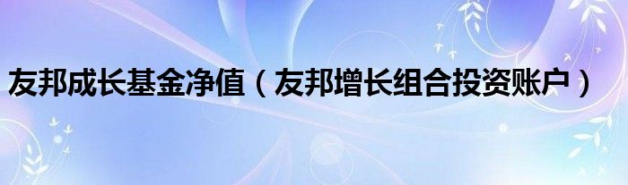 友邦成长基金净值（友邦增长组合投资账户）