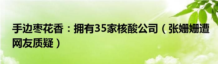 手边枣花香：拥有35家核酸公司（张姗姗遭网友质疑）