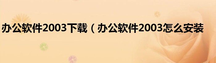 办公软件2003下载（办公软件2003怎么安装