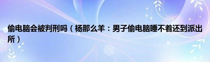 偷电脑会被判刑吗（杨那么羊：男子偷电脑睡不着还到派出所）