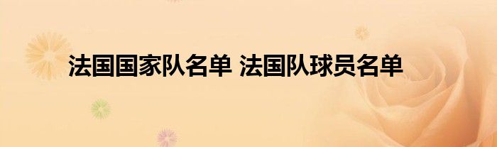 法国国家队名单 法国队球员名单