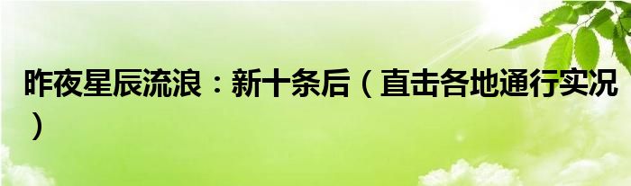 昨夜星辰流浪：新十条后（直击各地通行实况）