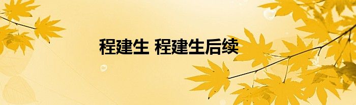 程建生 程建生后续