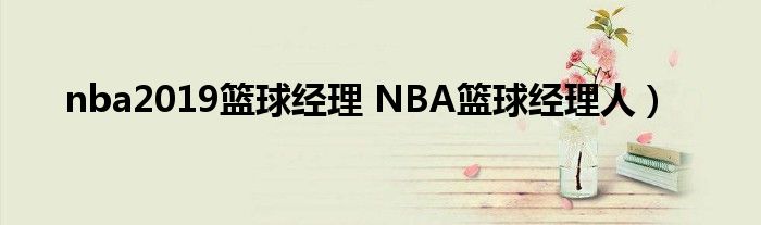 nba2019篮球经理 NBA篮球经理人）