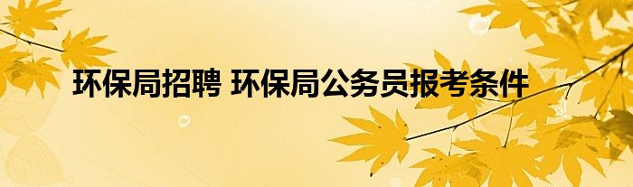 环保局招聘 环保局公务员报考条件