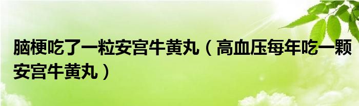 脑梗吃了一粒安宫牛黄丸（高血压每年吃一颗安宫牛黄丸）