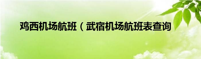 鸡西机场航班（武宿机场航班表查询