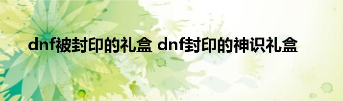 dnf被封印的礼盒 dnf封印的神识礼盒