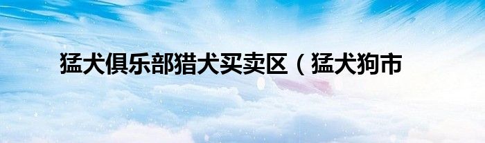 猛犬俱乐部猎犬买卖区（猛犬狗市