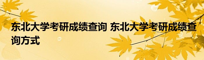 东北大学考研成绩查询 东北大学考研成绩查询方式