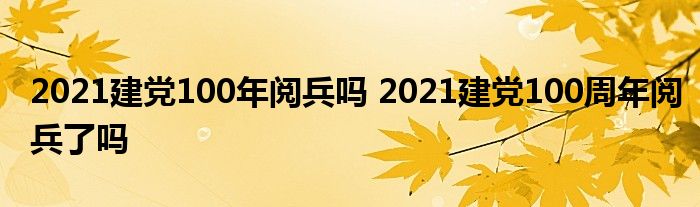 2021建党100年阅兵吗 2021建党100周年阅兵了吗