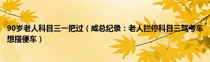 90岁老人科目三一把过（咸总纪录：老人拦停科目三驾考车想搭便车）