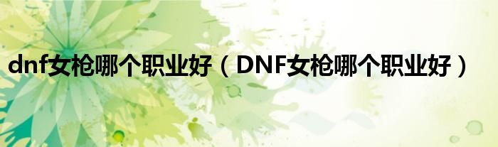 dnf女枪哪个职业好（DNF女枪哪个职业好）