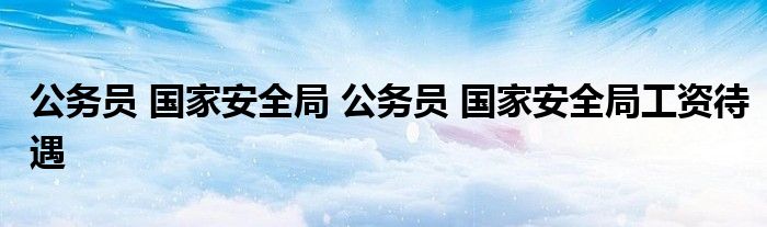 公务员 国家安全局 公务员 国家安全局工资待遇