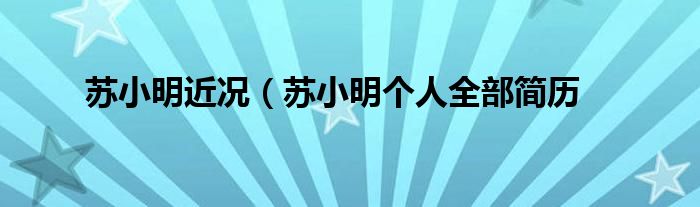 苏小明近况（苏小明个人全部简历