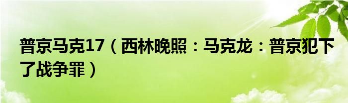 普京马克17（西林晚照：马克龙：普京犯下了战争罪）