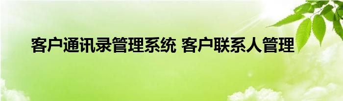 客户通讯录管理系统 客户联系人管理