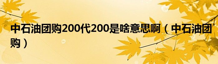 中石油团购200代200是啥意思啊（中石油团购）