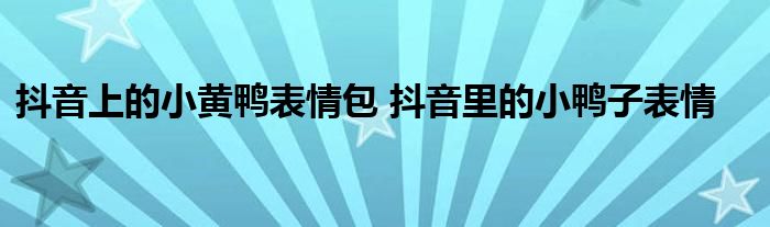 抖音上的小黄鸭表情包 抖音里的小鸭子表情