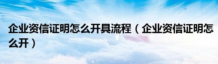 企业资信证明怎么开具流程（企业资信证明怎么开）