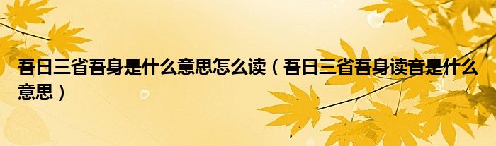 吾日三省吾身是什么意思怎么读（吾日三省吾身读音是什么意思）