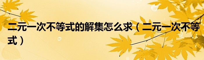 二元一次不等式的解集怎么求（二元一次不等式）