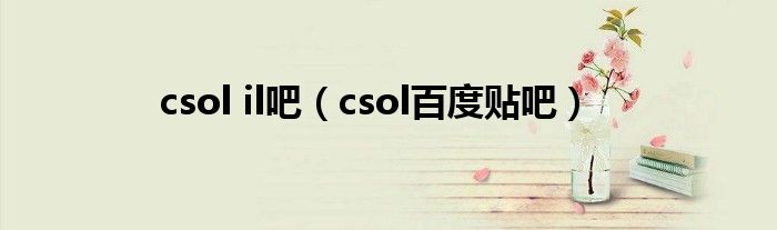 csol il吧（csol百度贴吧）