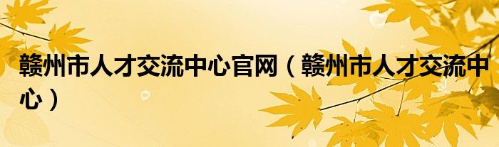 赣州市人才交流中心官网（赣州市人才交流中心）