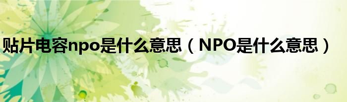 贴片电容npo是什么意思（NPO是什么意思）