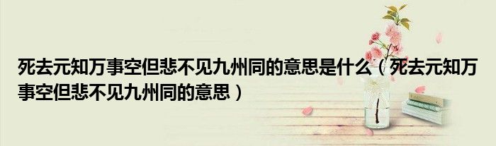 死去元知万事空但悲不见九州同的意思是什么（死去元知万事空但悲不见九州同的意思）