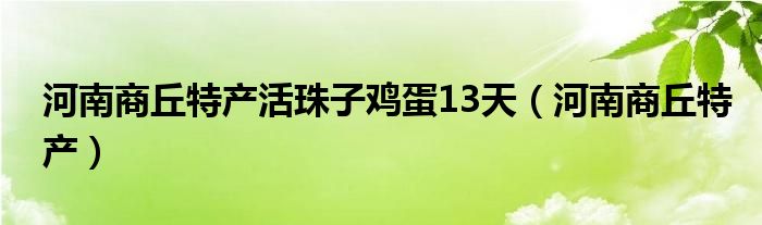 河南商丘特产活珠子鸡蛋13天（河南商丘特产）