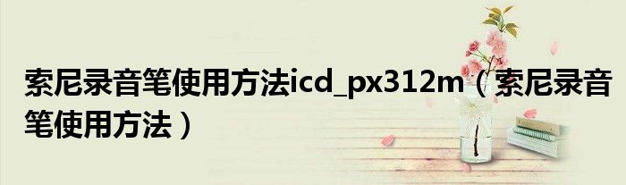 索尼录音笔使用方法icd_px312m（索尼录音笔使用方法）